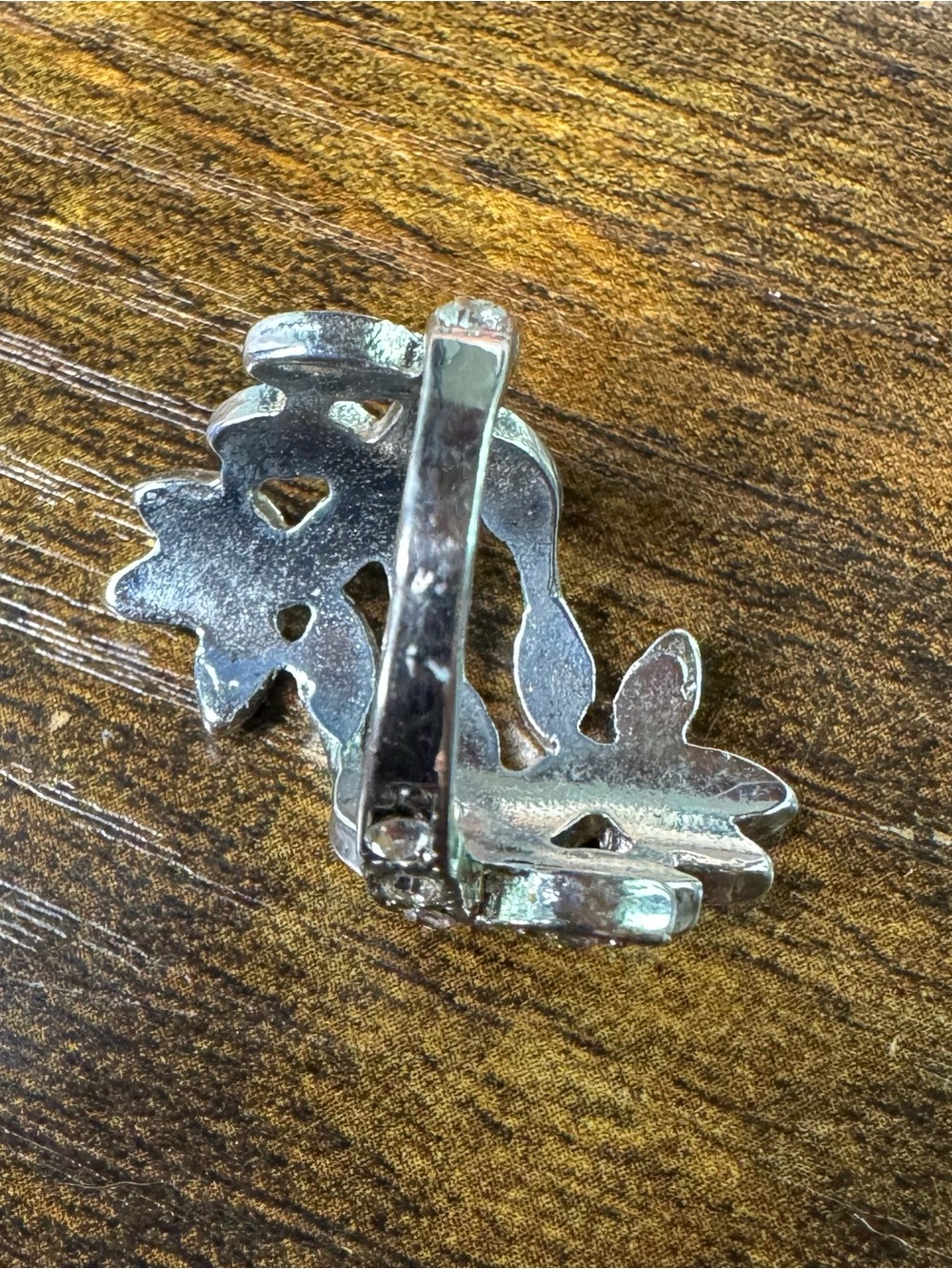 Silver Tone Crystal Floral Vine Statement Ring Size 5.5 - Picture 4 of 7